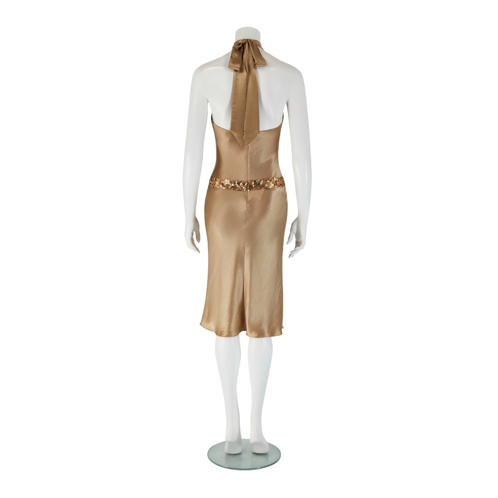 Vera Wang 2000s Gold Sequin Halter Neck Dress - Picture 4 of 5